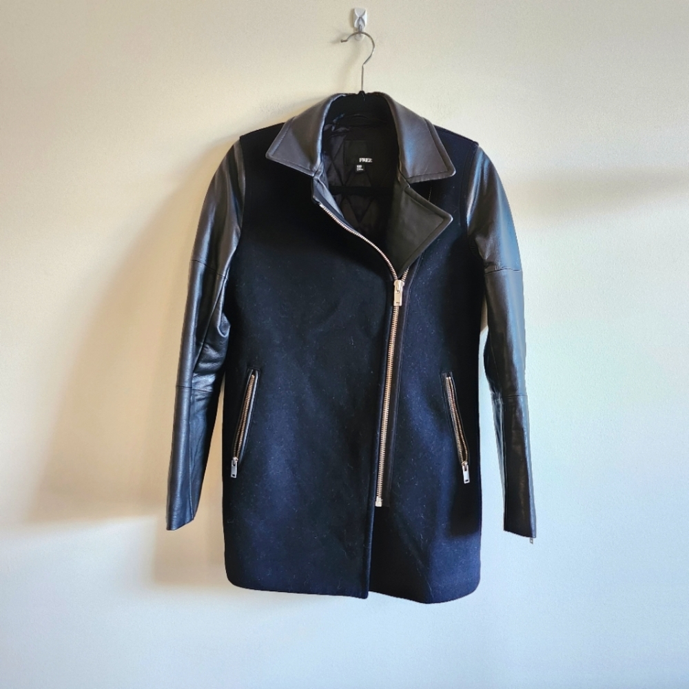Aritzia Wilfred Free Fei XXS jacket, wool cashmere blend lamb leather - Picture 2 of 11